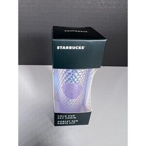 NIB Starbucks Cold Cup Keychain Ornament Diamond Iridescent Bling